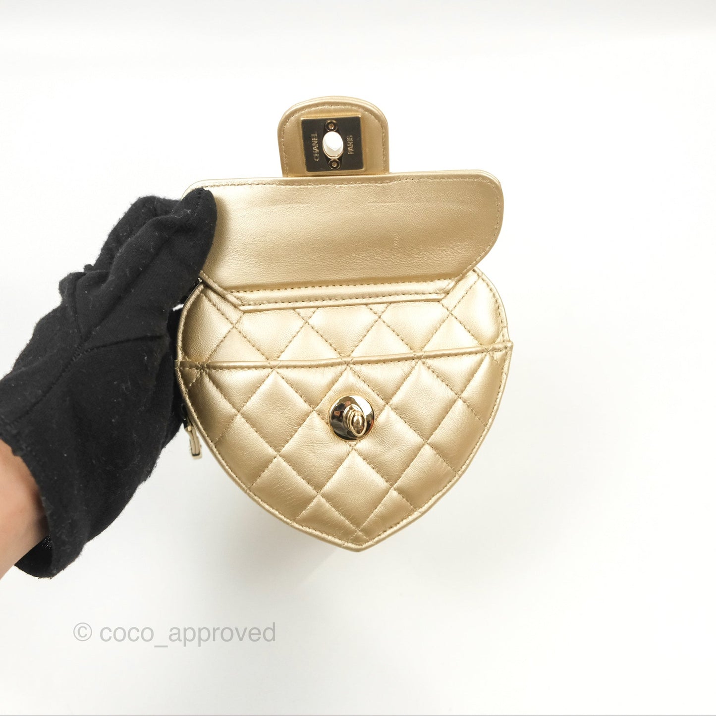 Chanel Small Heart Bag Iridescent Gold Lambskin Gold Hardware 22S