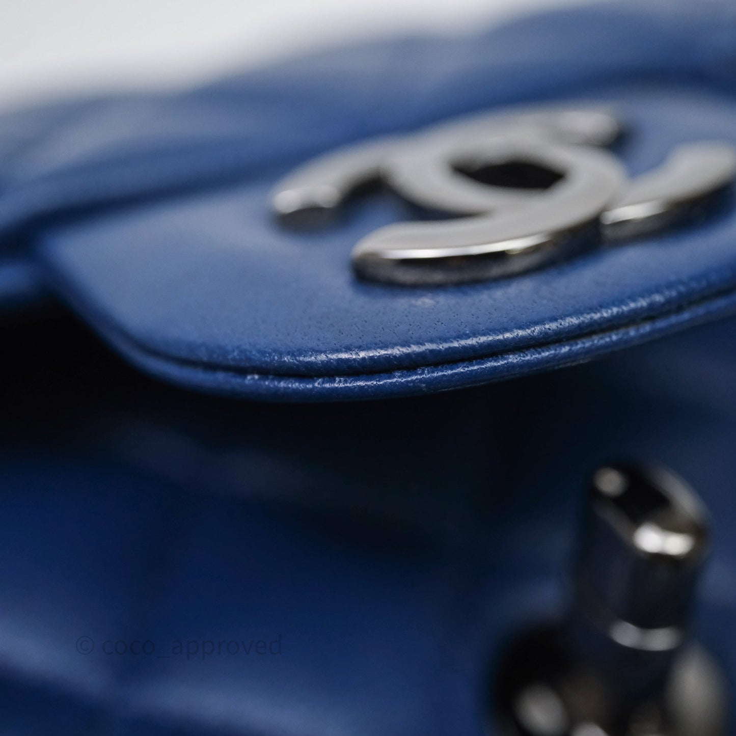 Chanel Mini Rectangular Flap Quilted Navy Lambskin Silver Hardware