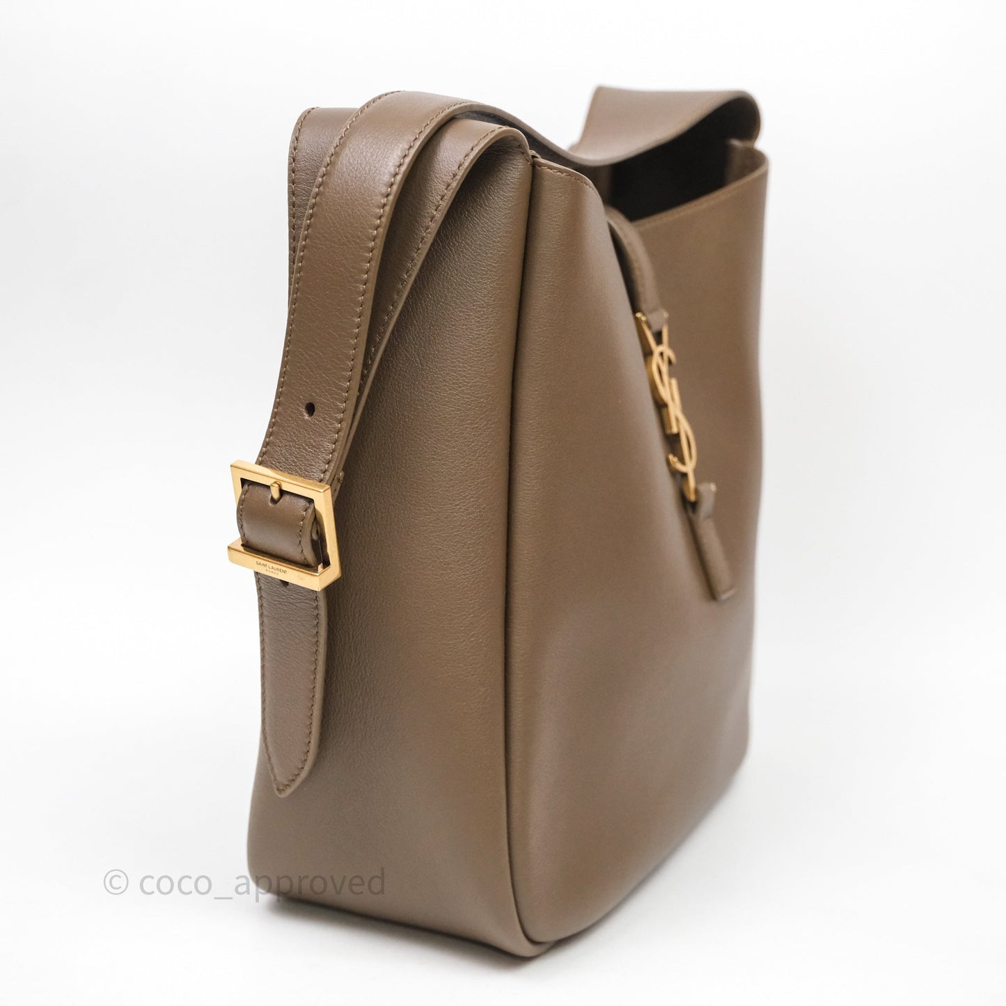 Saint Laurent LE 5 à 7 Supple Small Choco Brown Grained Leather Gold Hardware