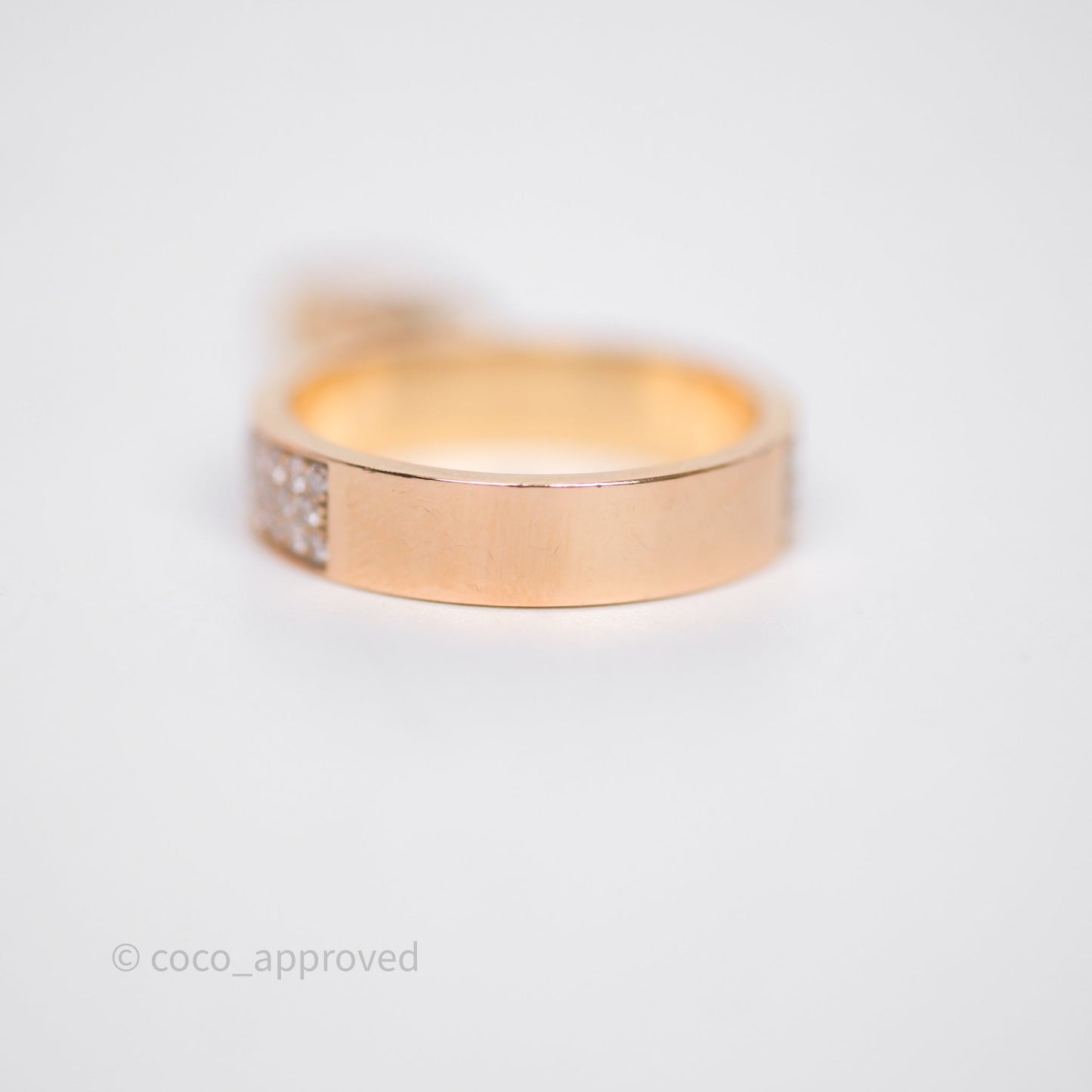 Hermès Kelly Cadenas Ring Rose Gold Diamonds Size 50