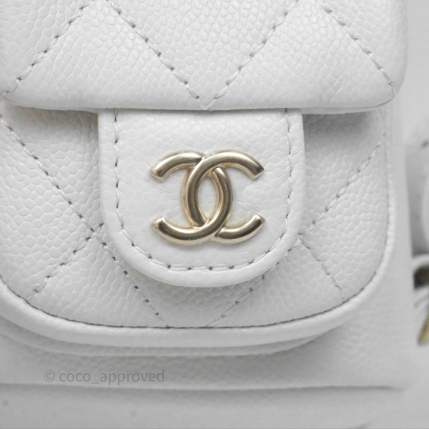 Chanel Small Duma Backpack White Caviar Gold Hardware