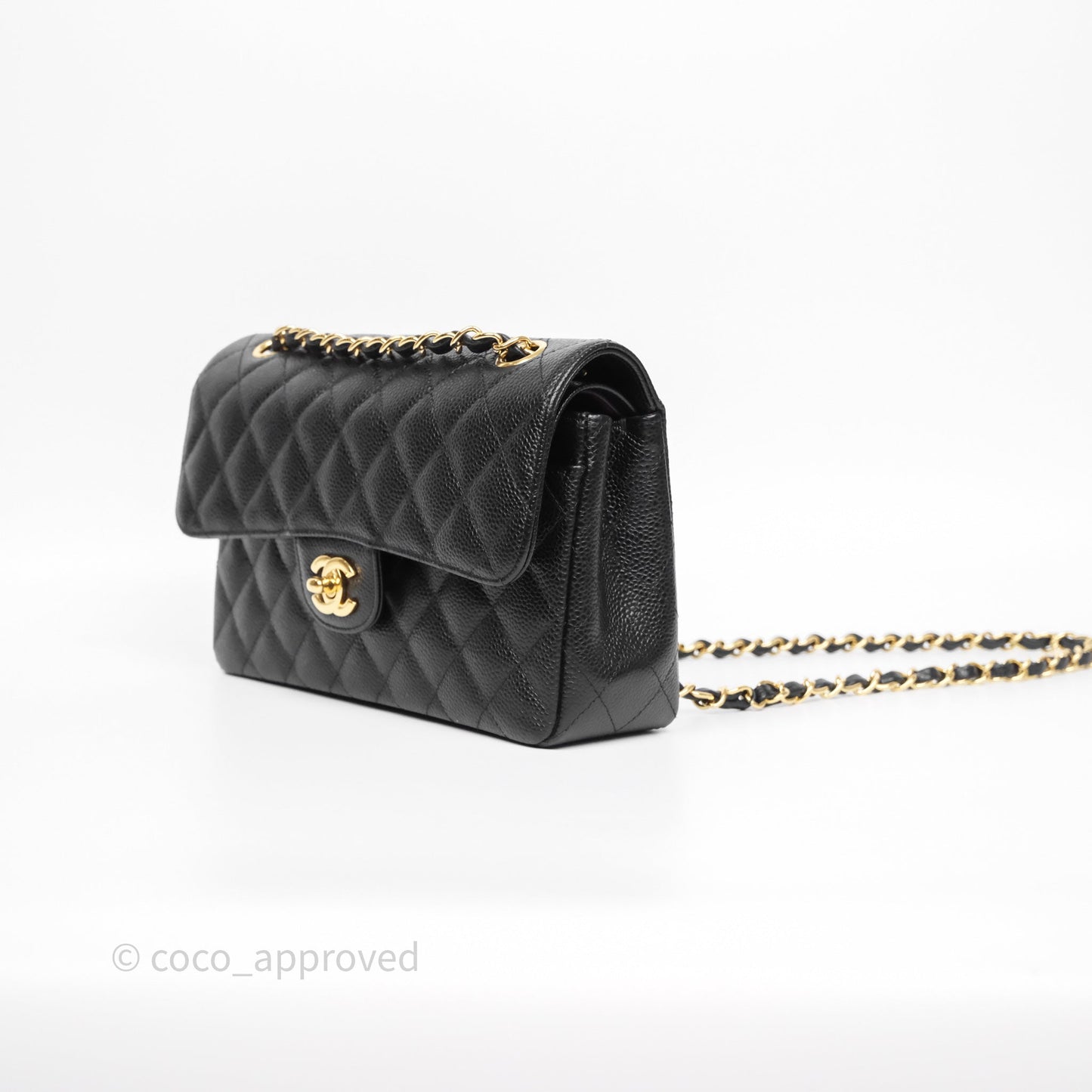 Chanel Small Classic Flap Quilted Black Caviar Gold Hardware