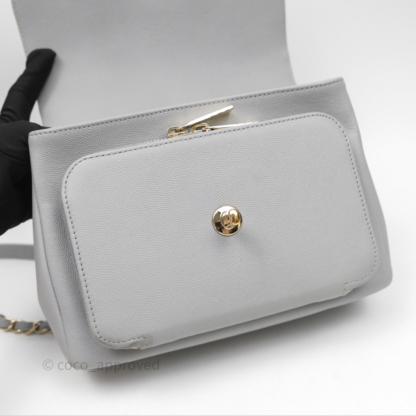Chanel Quilted Medium Business Affinity Flap Grey Caviar Gold Hardware