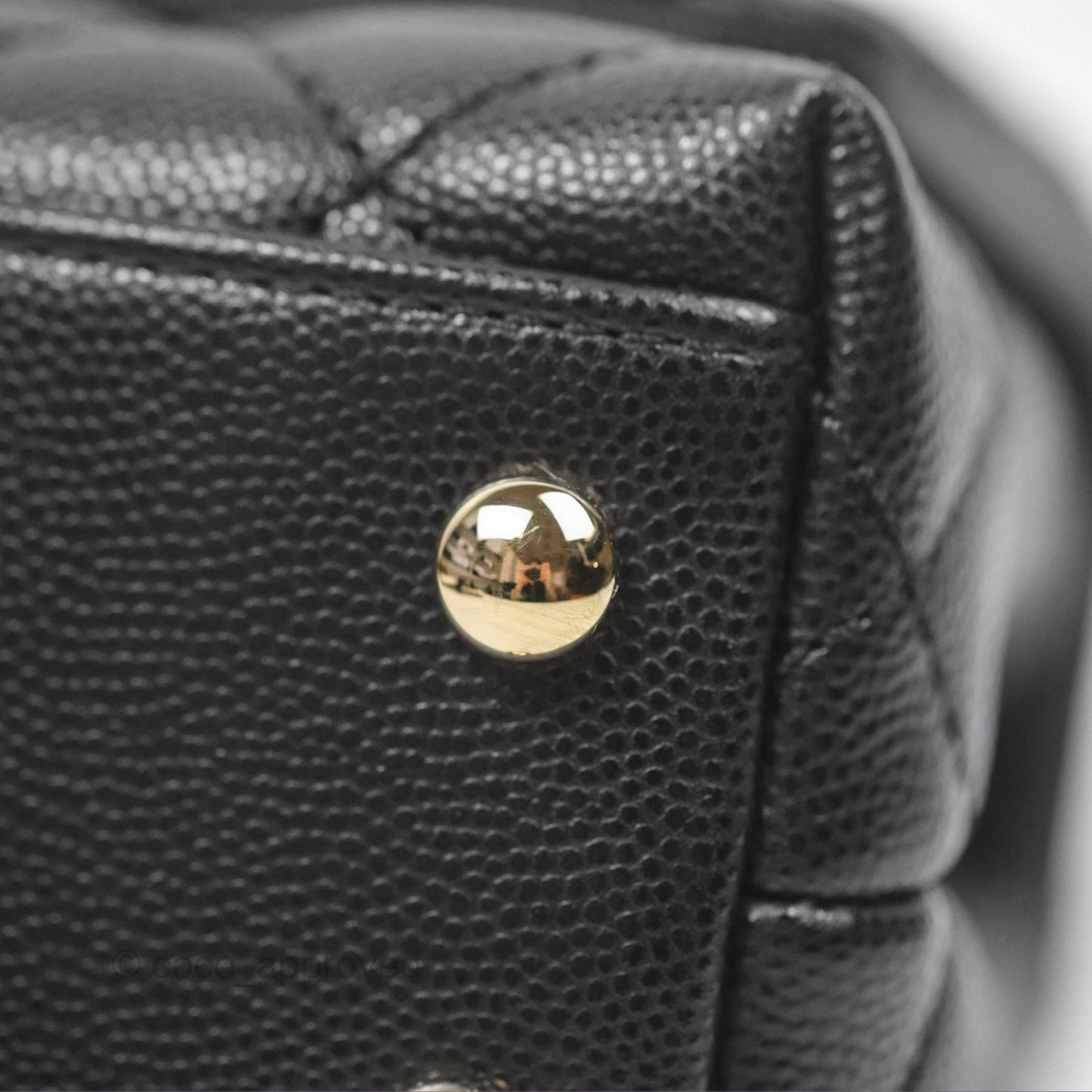 Chanel Mini Coco Handle Quilted Black Caviar Lizard Embossed Handle Gold Hardware