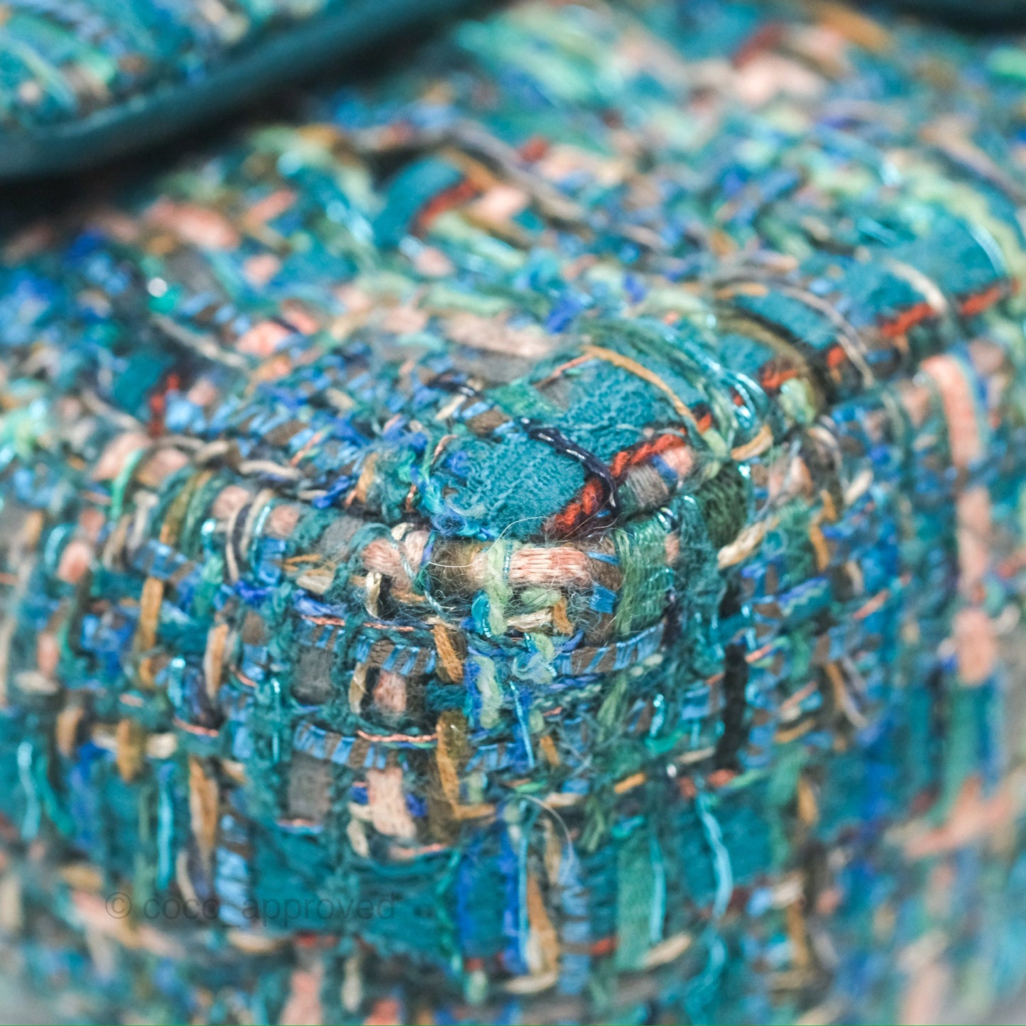 Chanel Mini Rectangular Flap Teal Tweed Gold Hardware