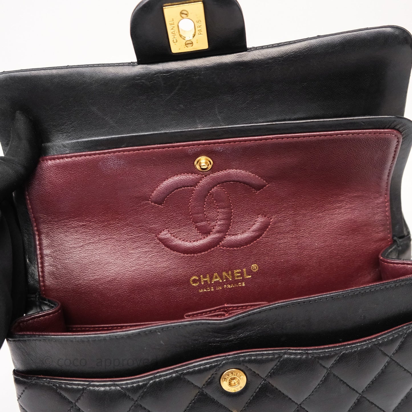 Chanel Small Classic Flap Quilted Black Lambskin Gold Hardware