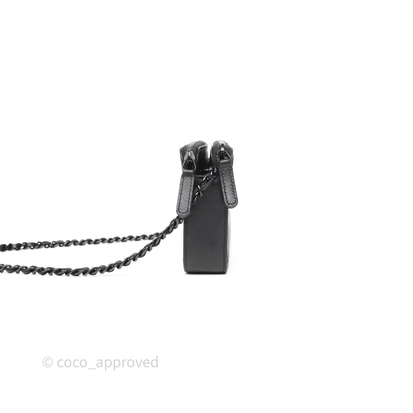 Chanel Boy Double Zip Clutch On Chain So Black Lambskin