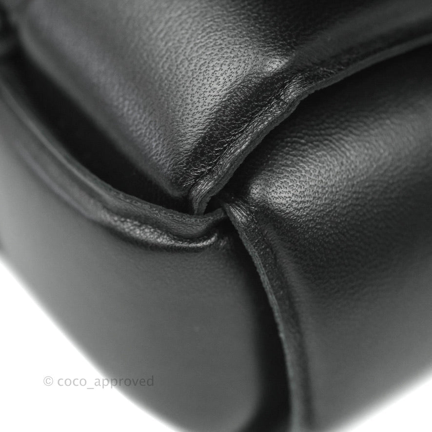 Bottega Veneta Padded Cassette Shoulder Bag Intrecciato Black Lambskin Gold Hardware