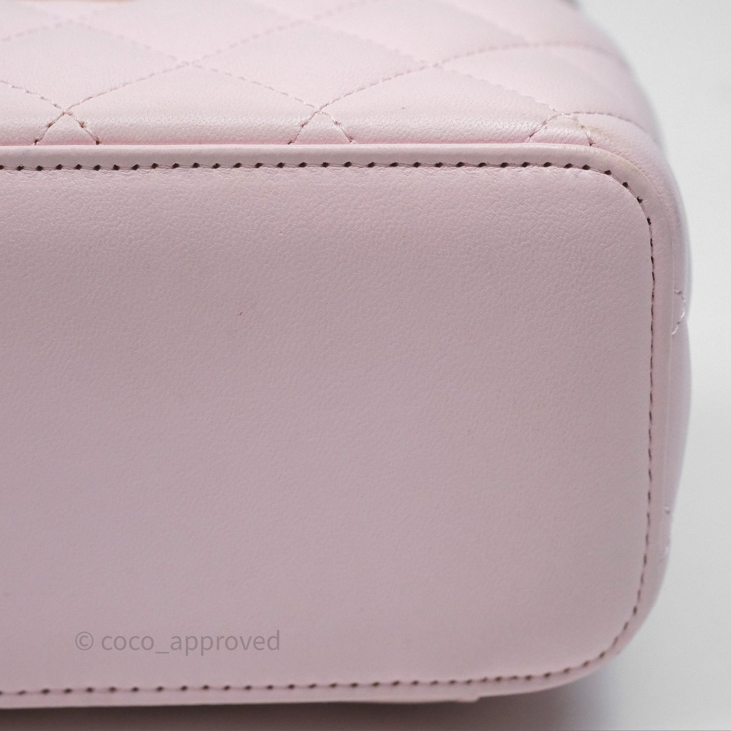 Chanel Vanity Rectangular Top Handle Light Pink Lambskin Gold Hardware