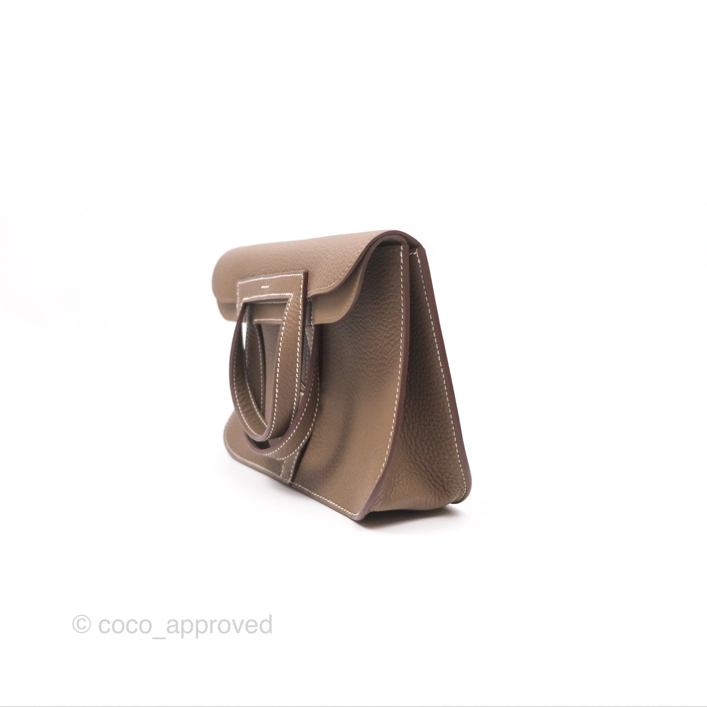 Hermès Halzan 25 Etoupe Clemence Palladium Hardware