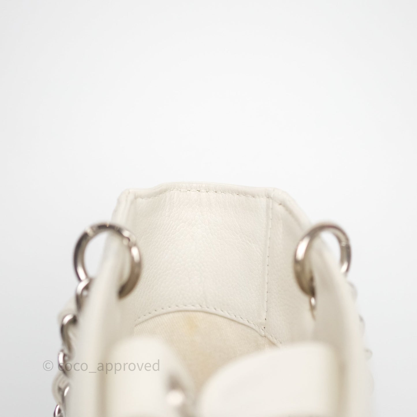 Chanel Vertical GST White Caviar Silver Hardware
