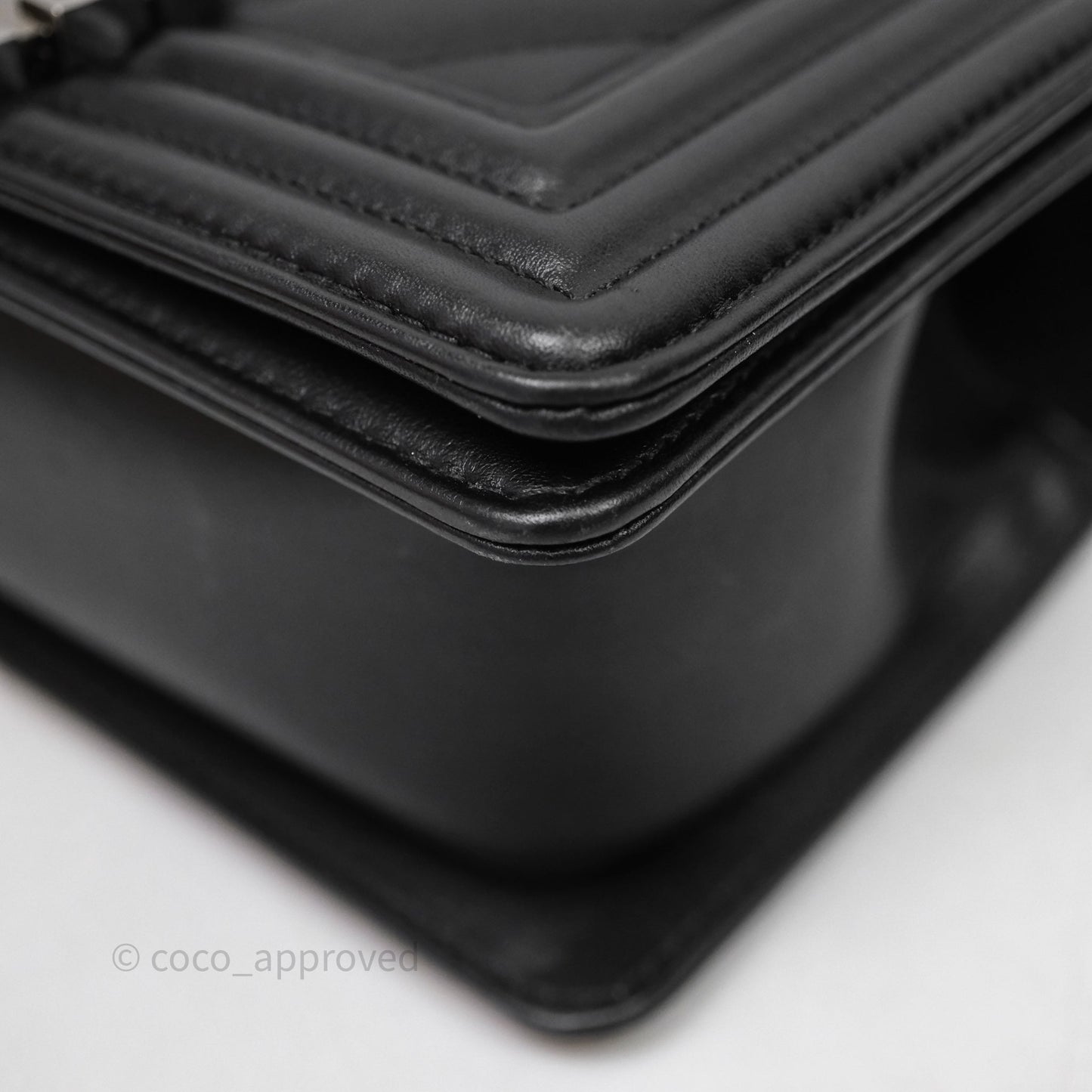 Chanel Small Boy Chevron Black Lambskin Silver Hardware