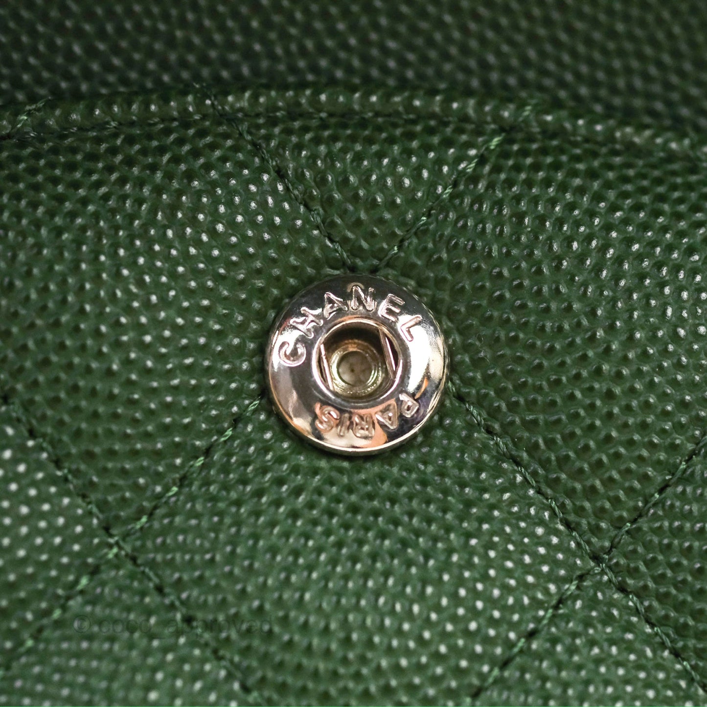 Chanel Classic M/L Medium Flap Quilted Dark Green Caviar Silver Hardware