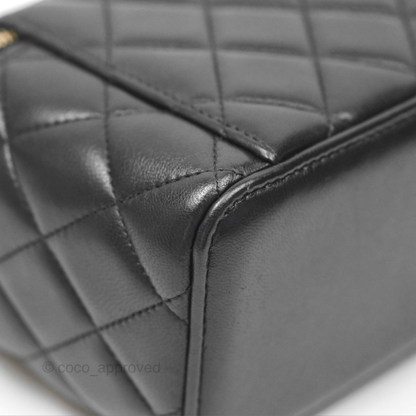 Chanel Vanity Rectangular Top Handle Black Lambskin Aged Gold Hardware