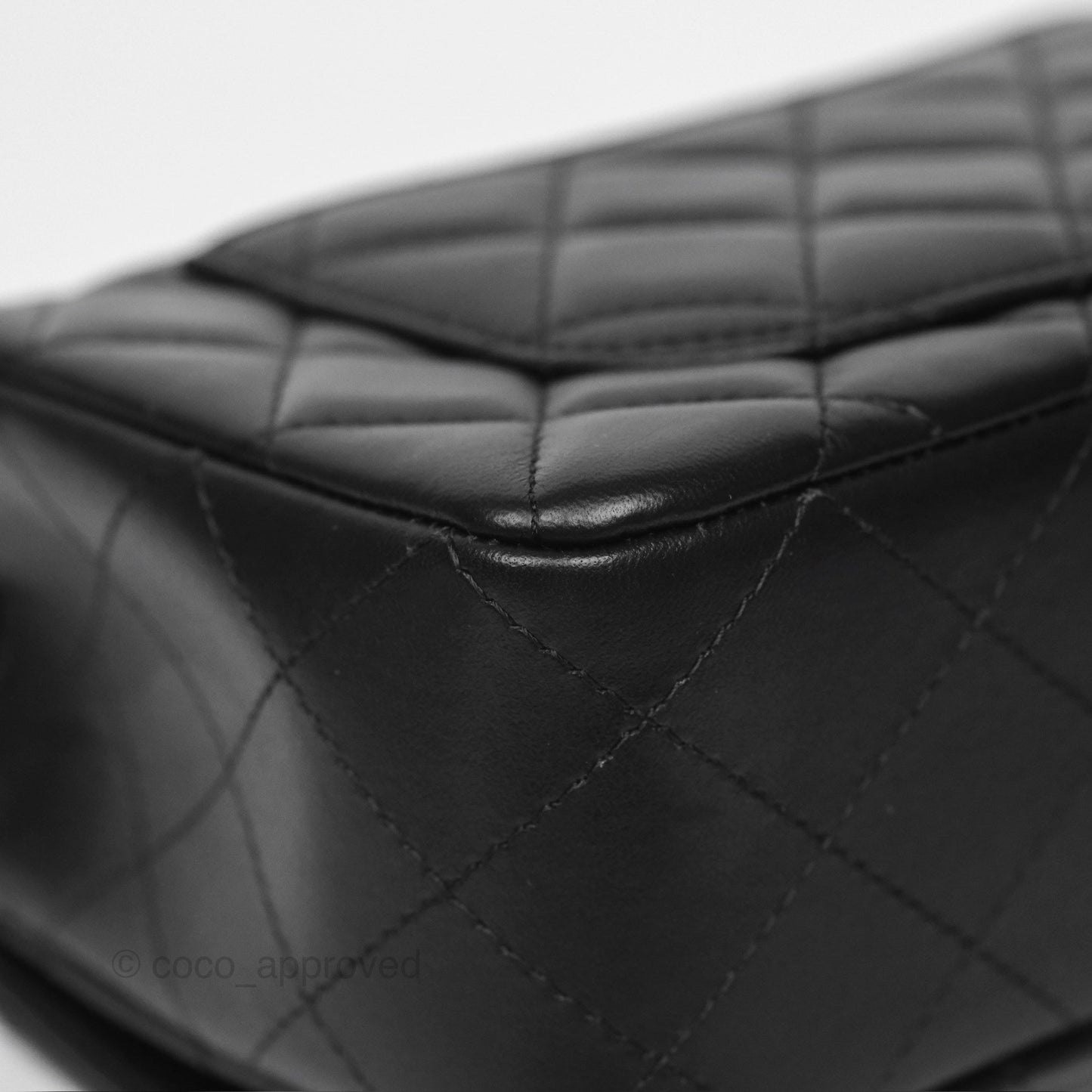 Chanel Quilted Mini Rectangular Flap Black Lambskin Silver Hardware