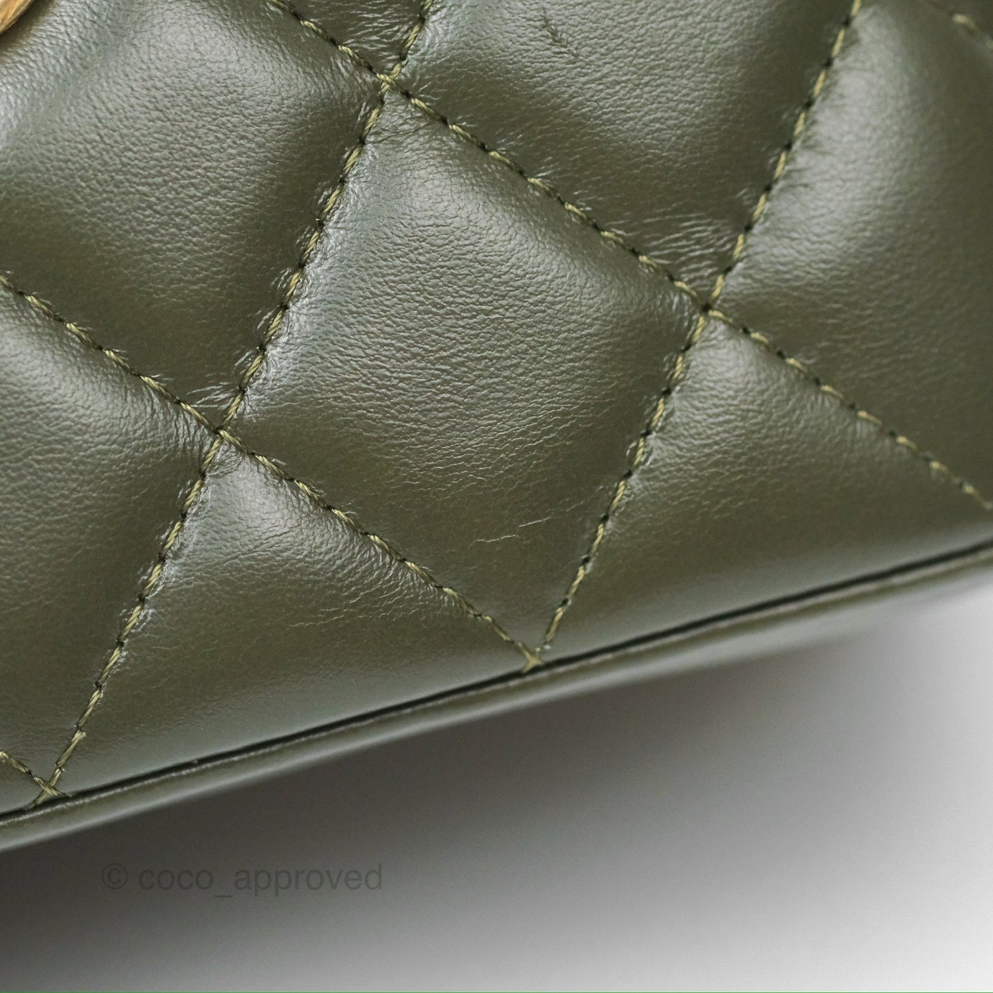 Chanel All Slide Vanity with Adjustable Chain Dark Olive Green Lambskin Aged Gold Hardware