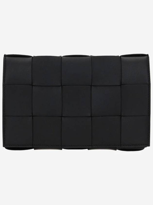 Luxury Bottega Veneta Intrecciato Cassette Cross Bag Black