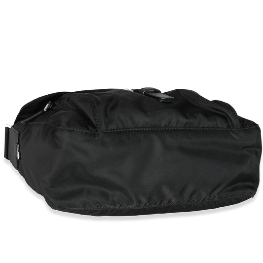 Luxury PradaBlack Re-Nylon Front Pocket Shoulder Bag