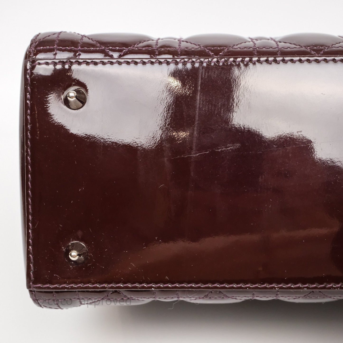 Christian Dior Medium Lady Dior Burgundy Patent Silver Hardware