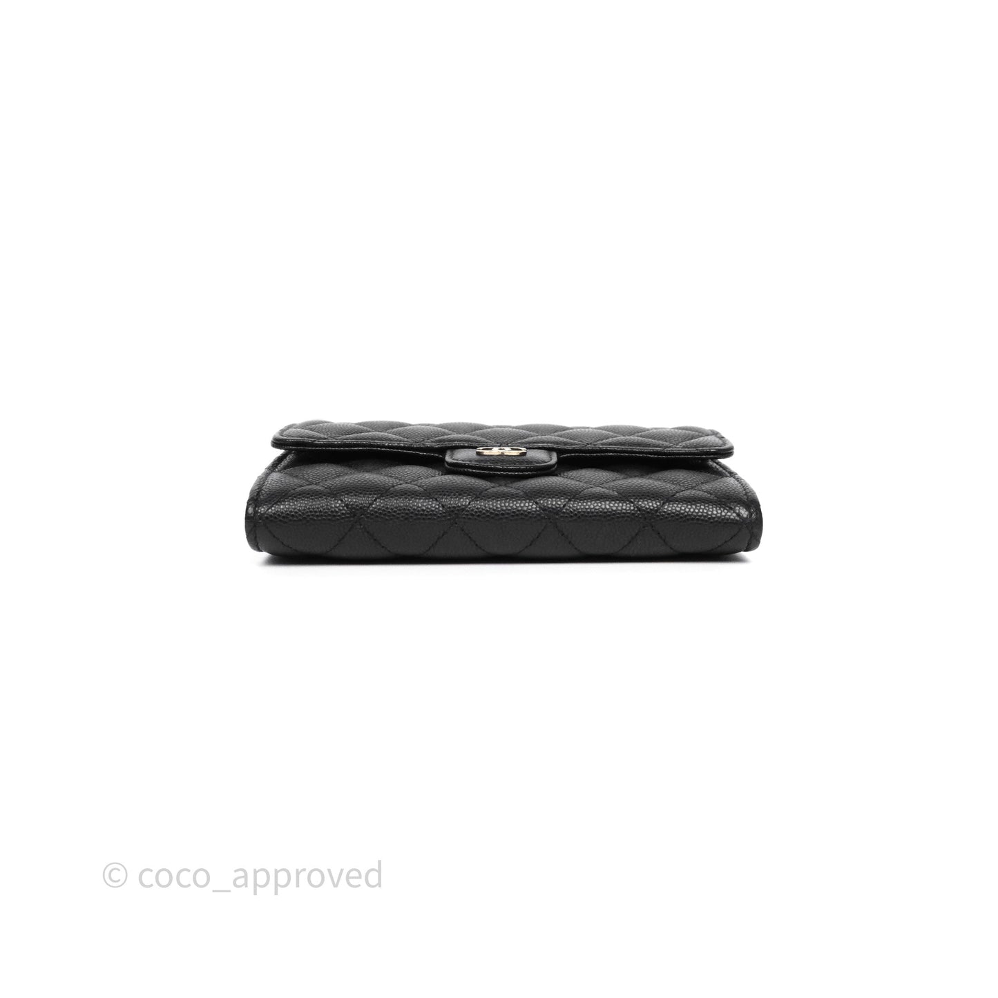 Chanel Classic Medium Flap Wallet Quilted Black Caviar Gold Hardware