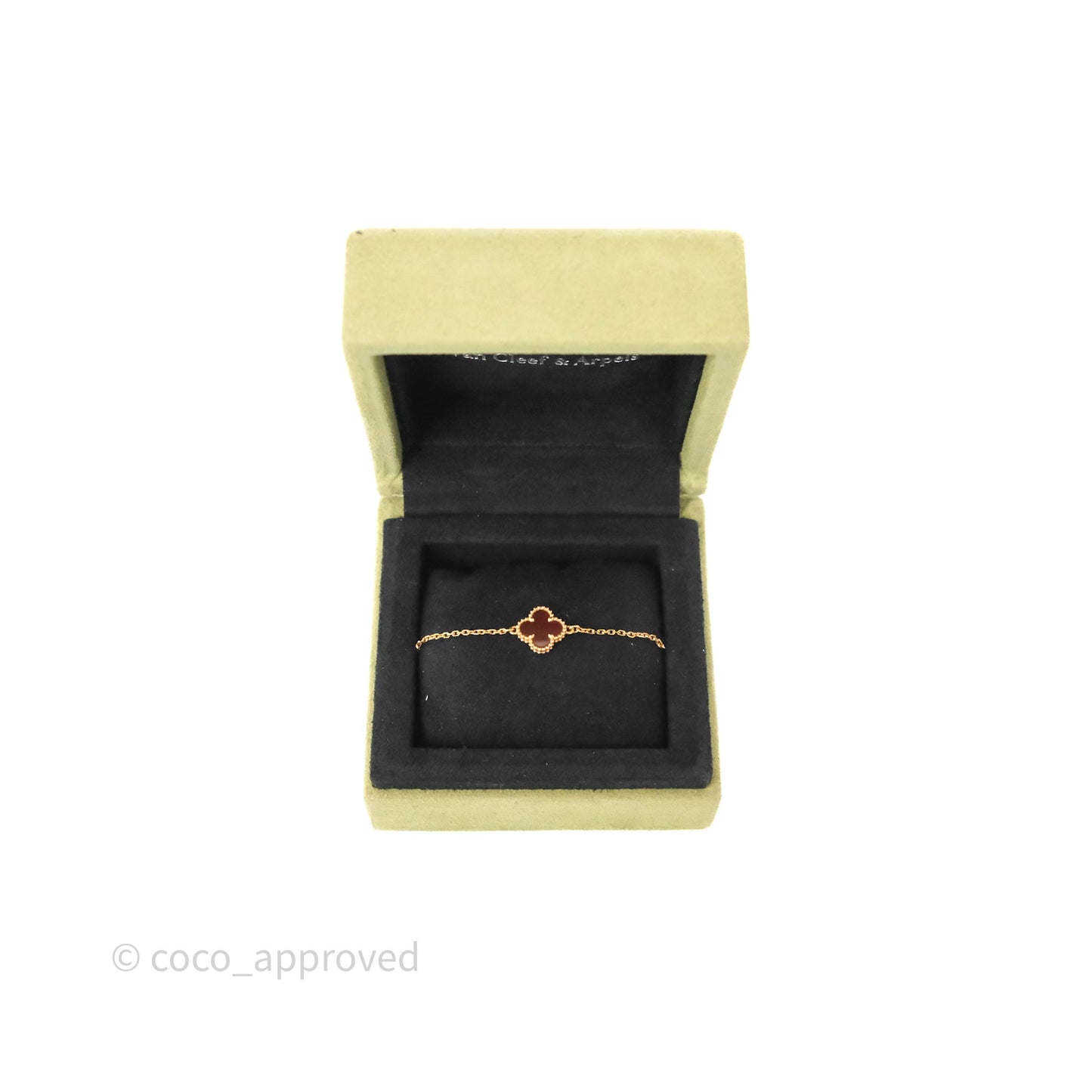 Van Cleef & Arpels Sweet Alhambra Bracelet Rose Gold Red Carnelian