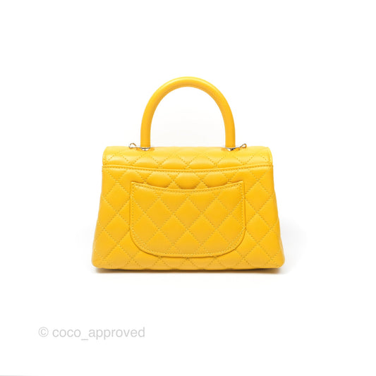 Chanel Small Coco Handle Mustard Yellow Caviar Gold Hardware