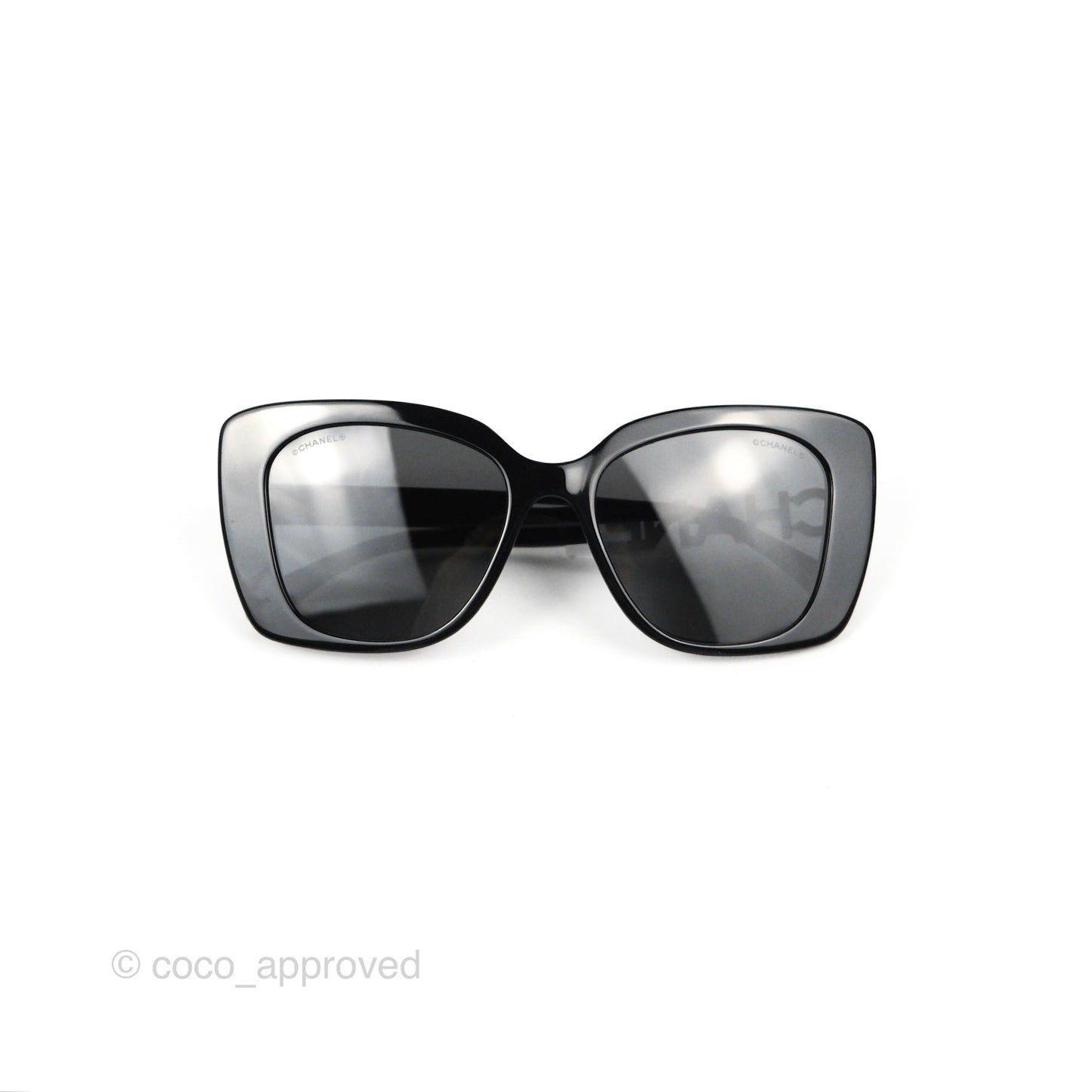 Chanel Acetate Strass Square Polarized Sunglasses Black/White
