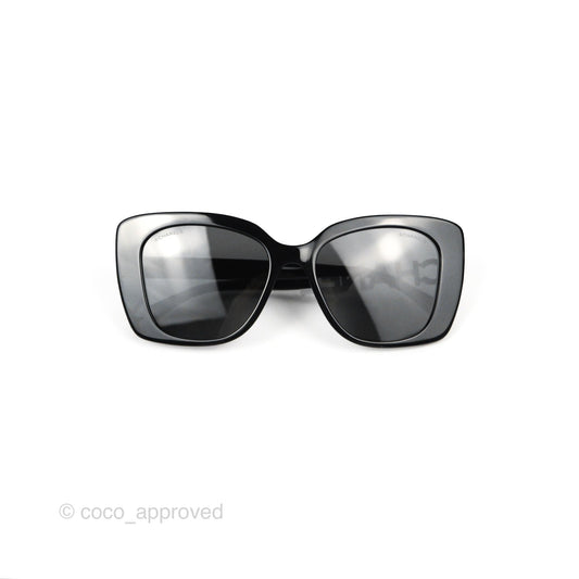 Chanel Acetate Strass Square Polarized Sunglasses Black/White
