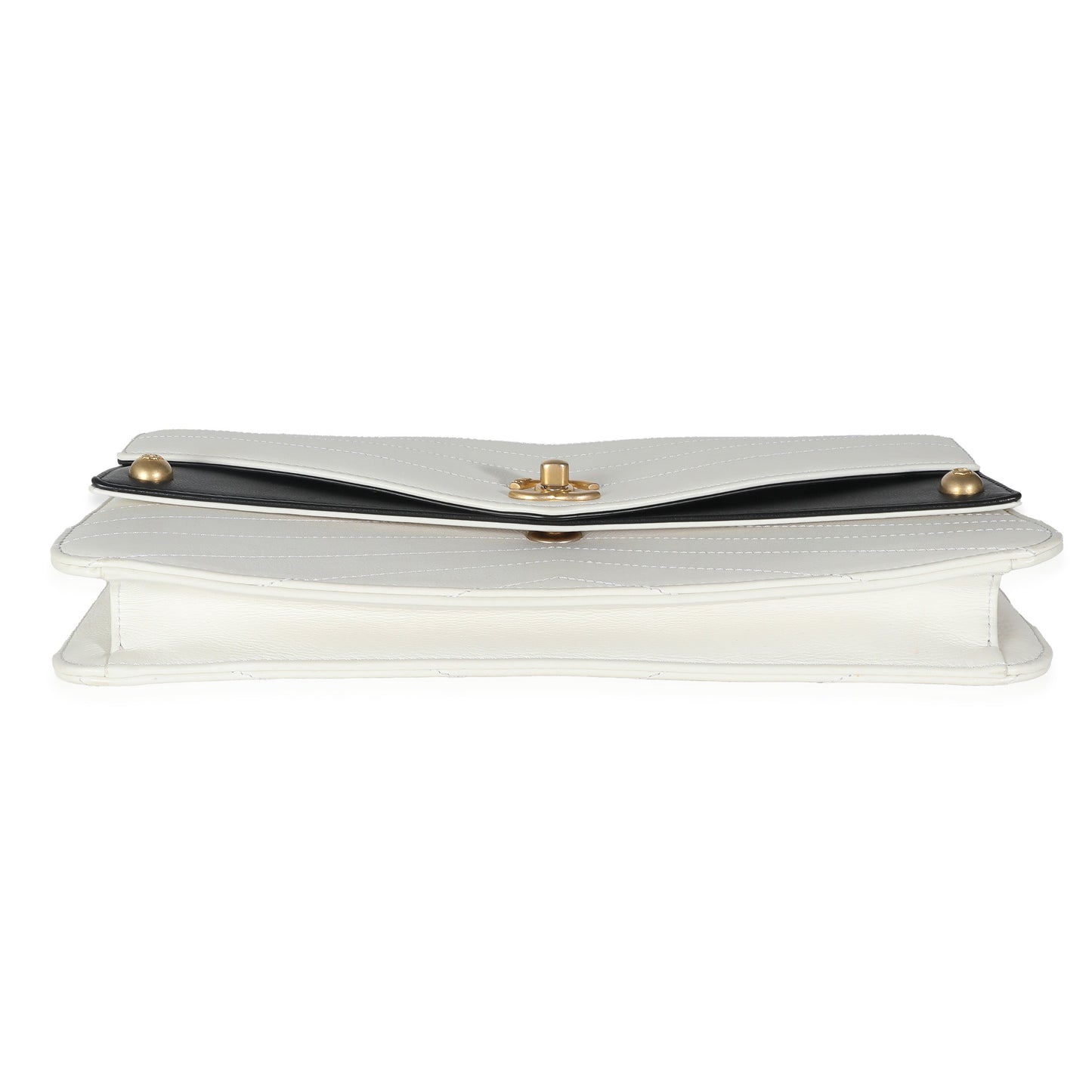 CHANEL White Chevron Calfskin Casual Trip Flap Clutch