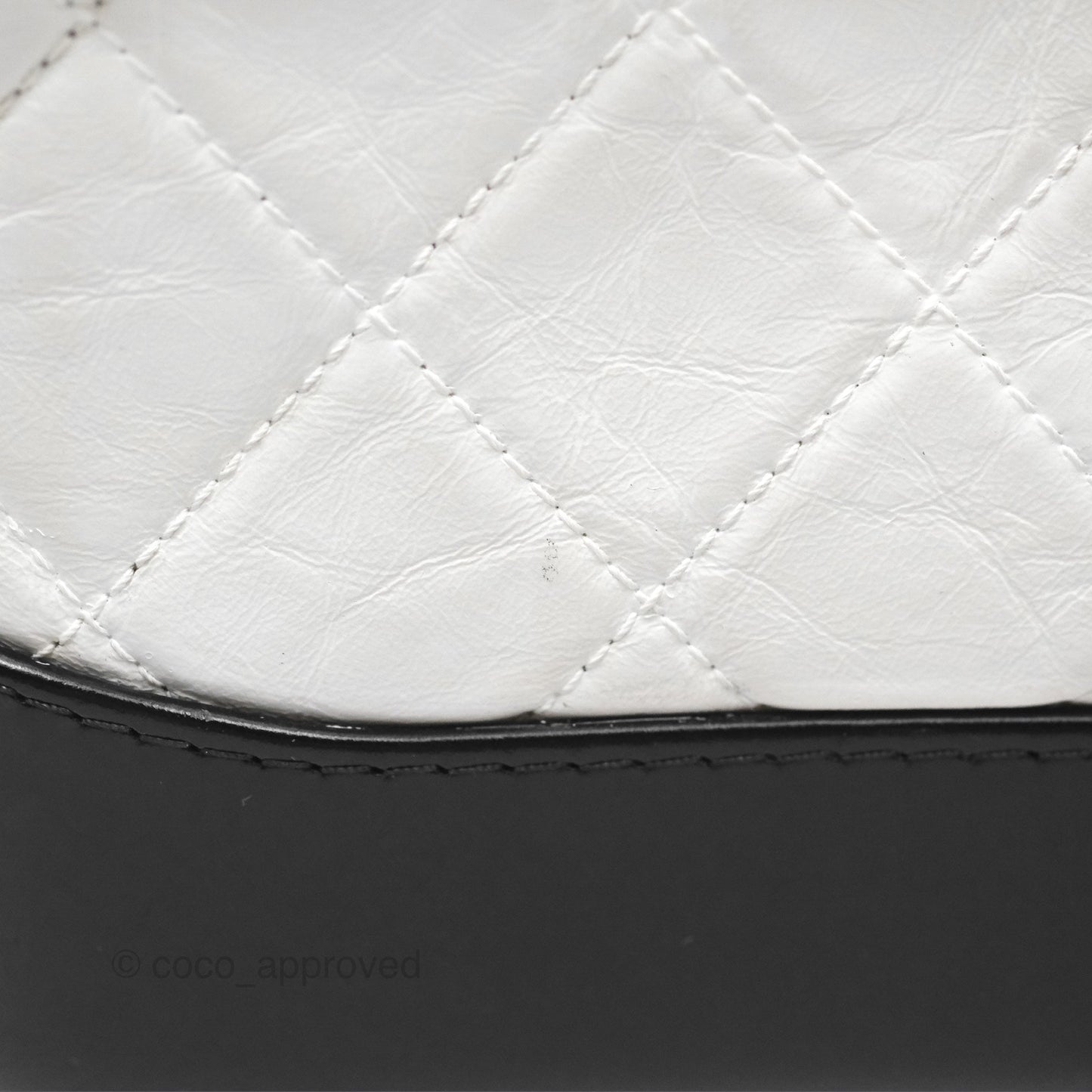 Chanel Small Gabrielle Hobo Quilted Black White Aged Calfskin