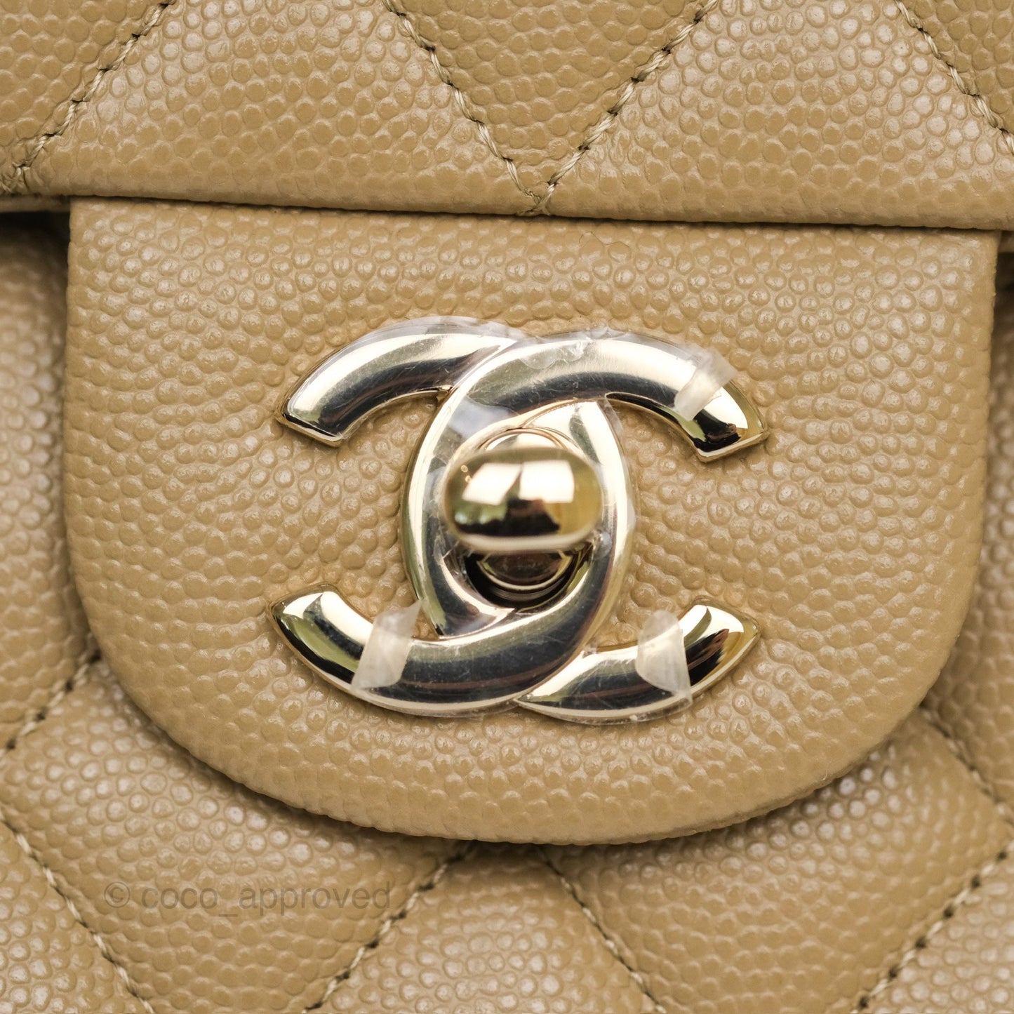 Chanel Small S/M Classic Flap Dark Beige Caviar Gold Hardware 21A