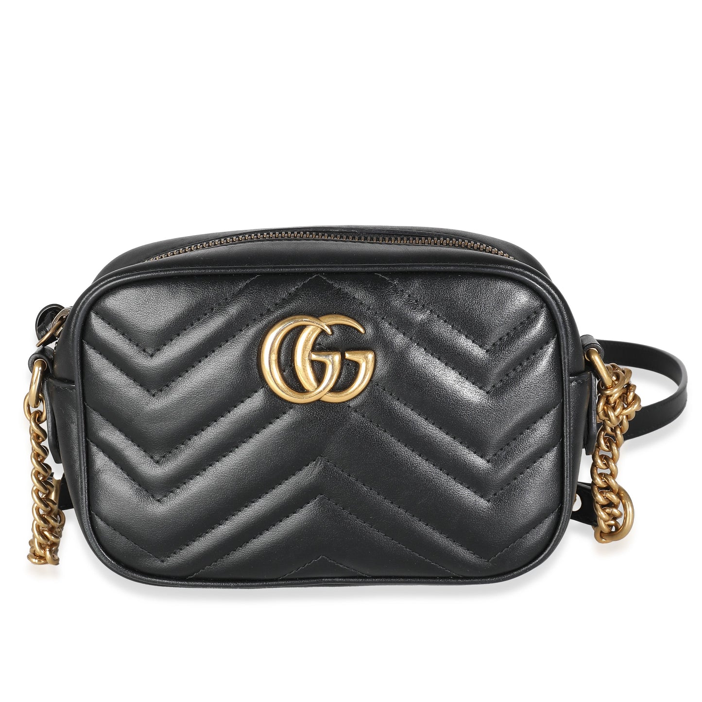 Luxury Gucci Trending 2025 Black Matelasse Mini GG Marmont Shoulder Bag