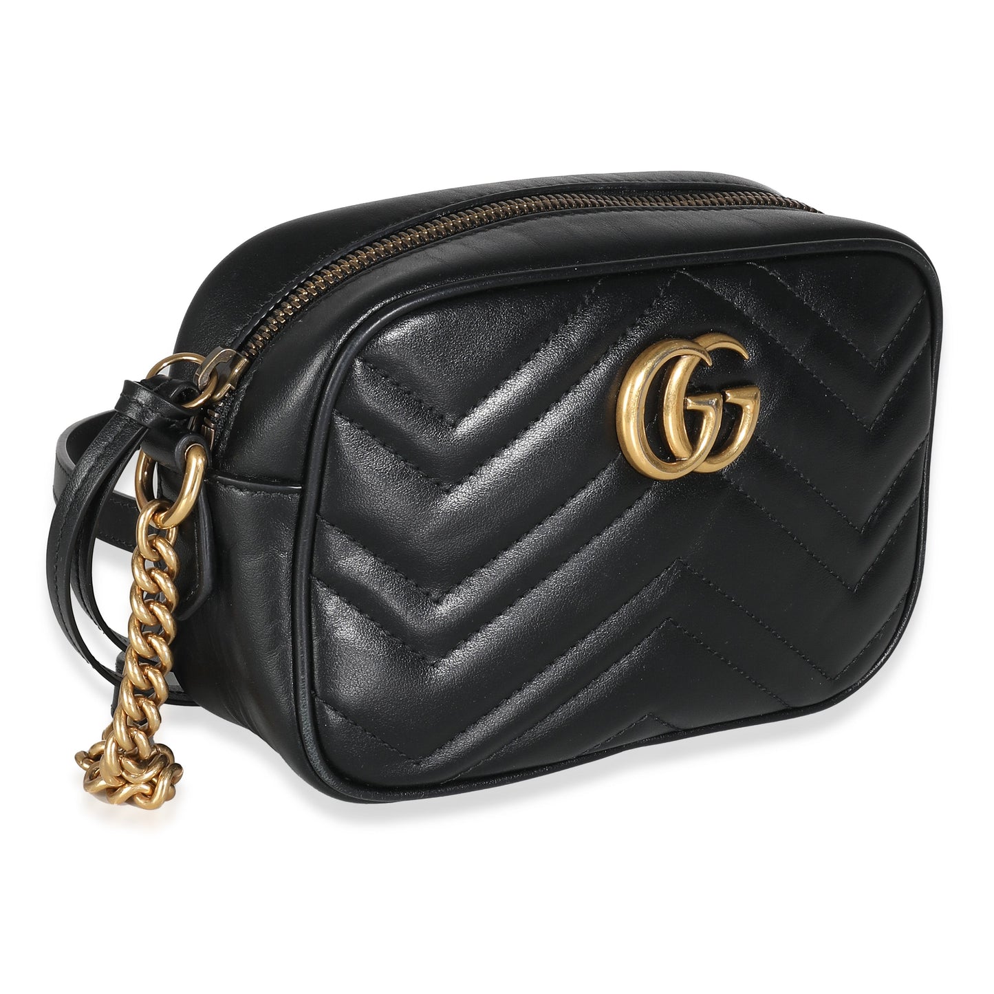 Luxury Gucci Trending 2025 Black Matelasse Mini GG Marmont Shoulder Bag