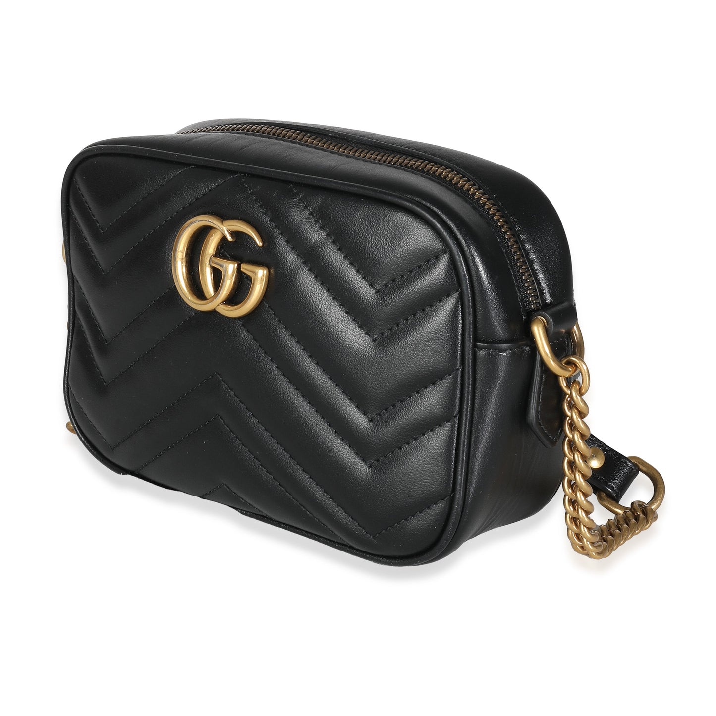 Luxury Gucci Trending 2025 Black Matelasse Mini GG Marmont Shoulder Bag