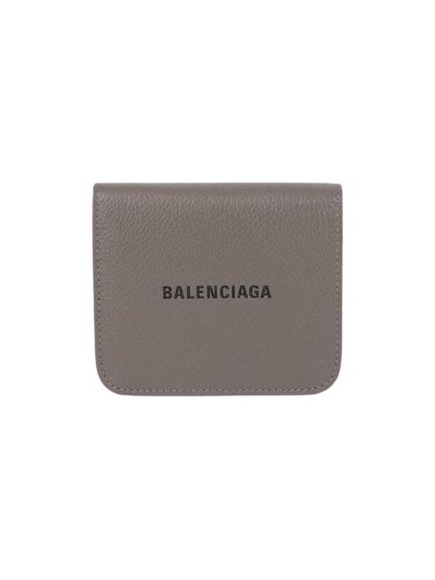 Luxury Balenciaga Logo Coin Pocket Flap Half Wallet Medium Grey
