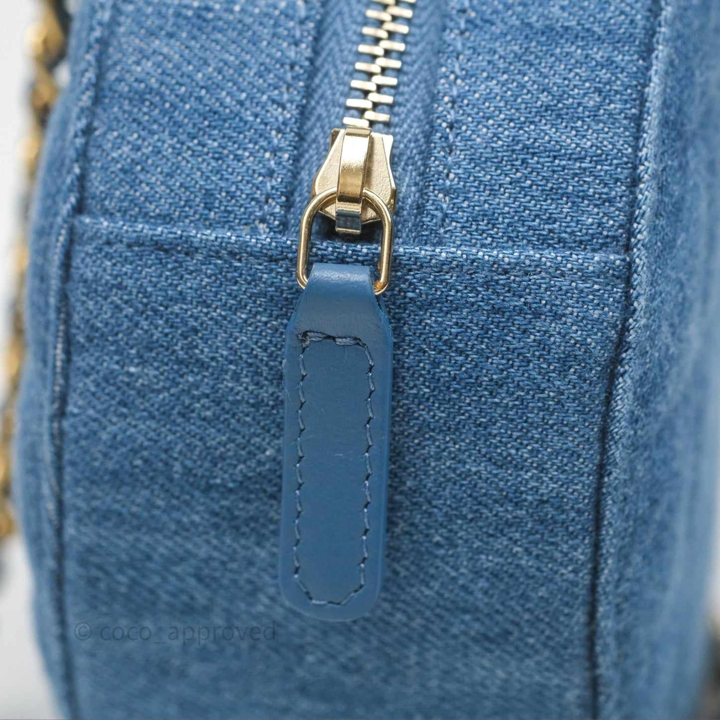 Chanel Quilted Pearl Crush Round Clutch With Chain Denim Aged Gold Hardware