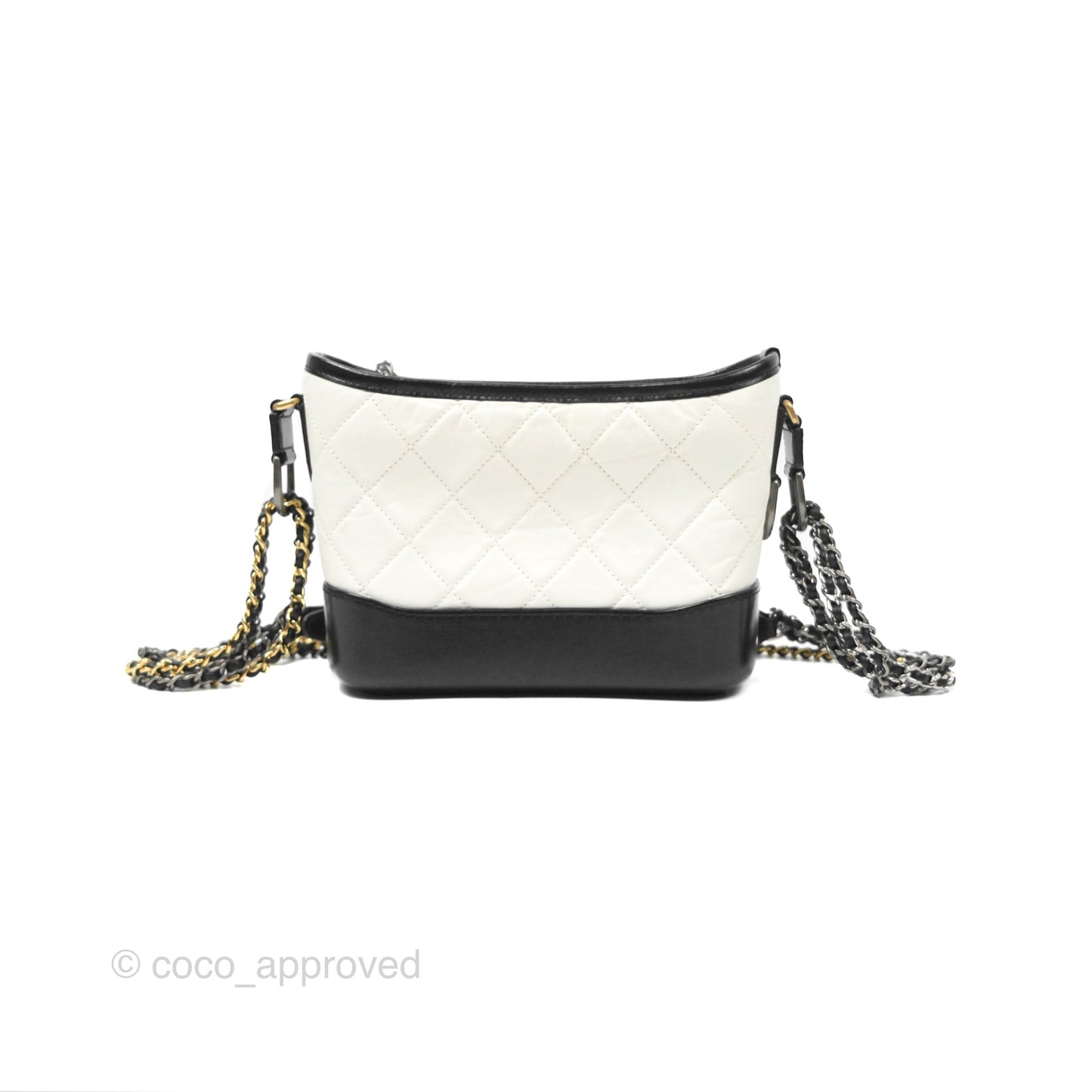 Chanel Small Gabrielle Hobo Quilted Black White Aged Calfskin