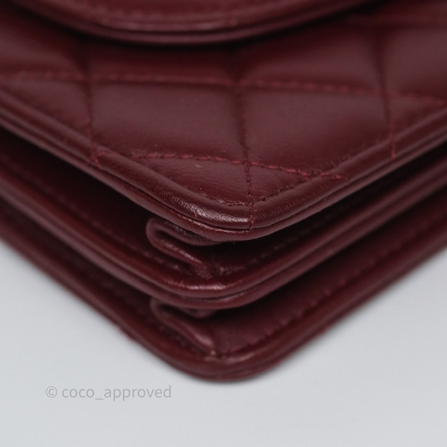 Chanel Mini WOC with CC Chain Burgundy Lambskin Gold Hardware 22K