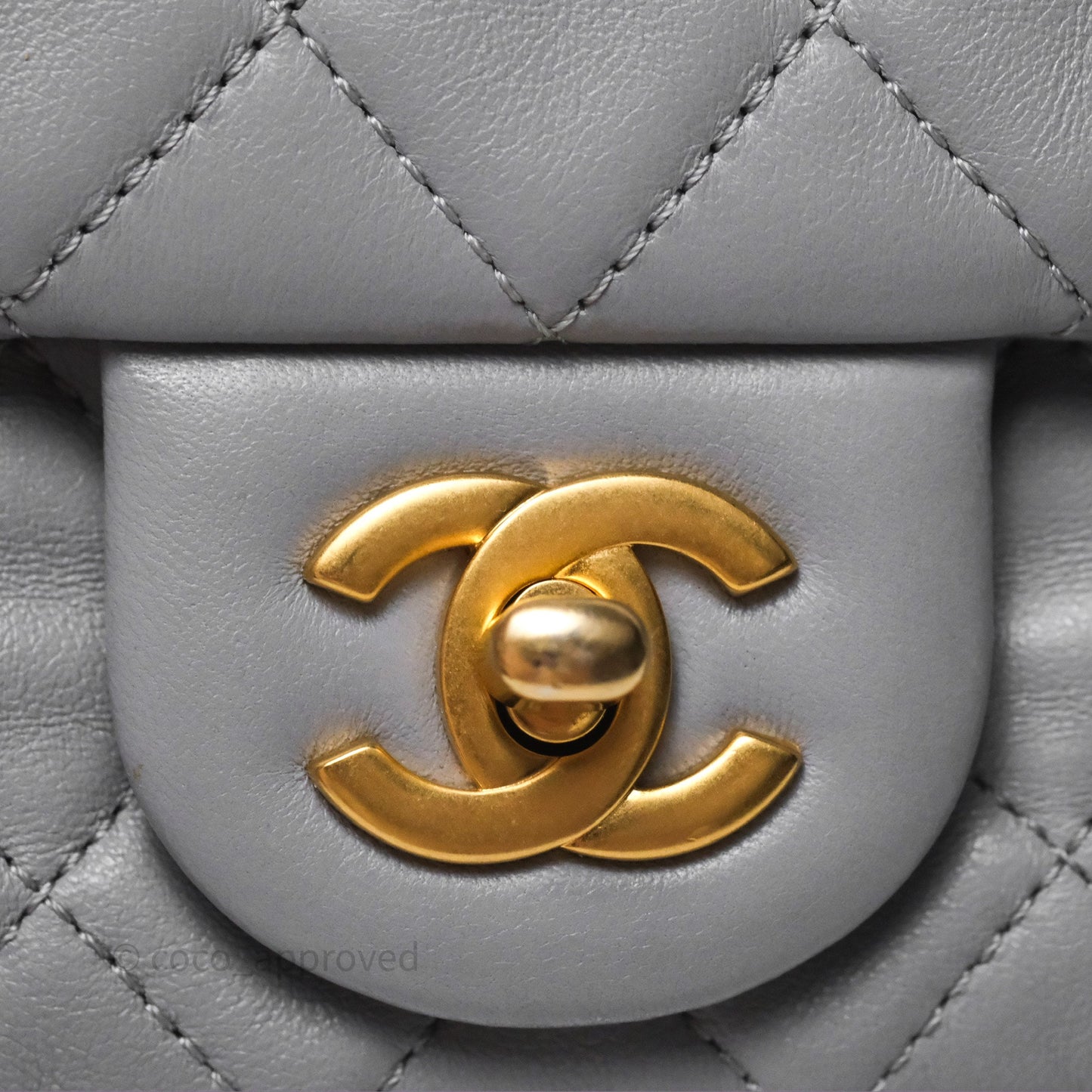 Chanel Pearl Crush Mini Rectangular Quilted Grey Lambskin Aged Gold Hardware