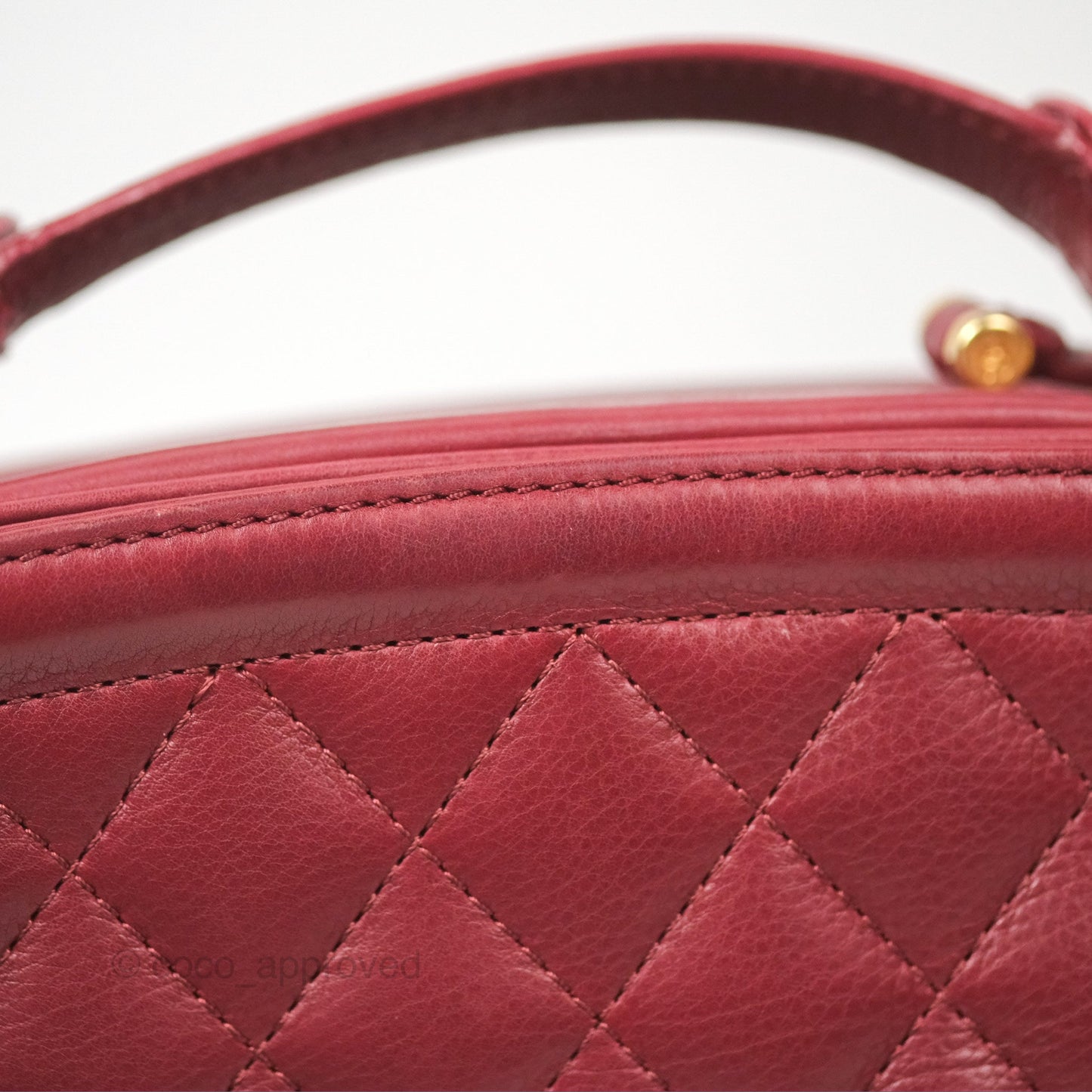 Chanel Quilted CC Small Vanity Case Dark Red Calfskin