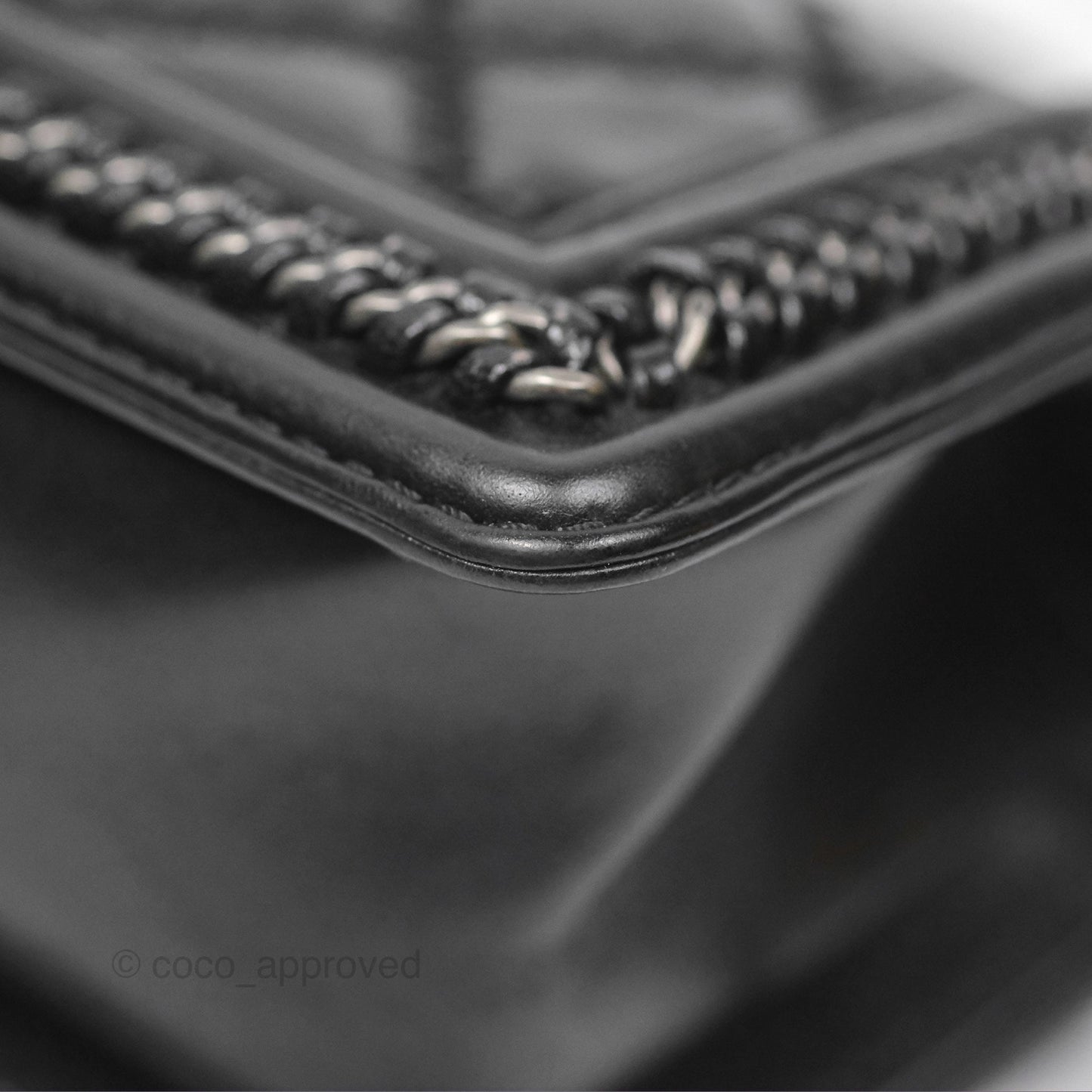 Chanel Small Chain Around Top Handle Boy Black Calfskin Ruthenium Hardware