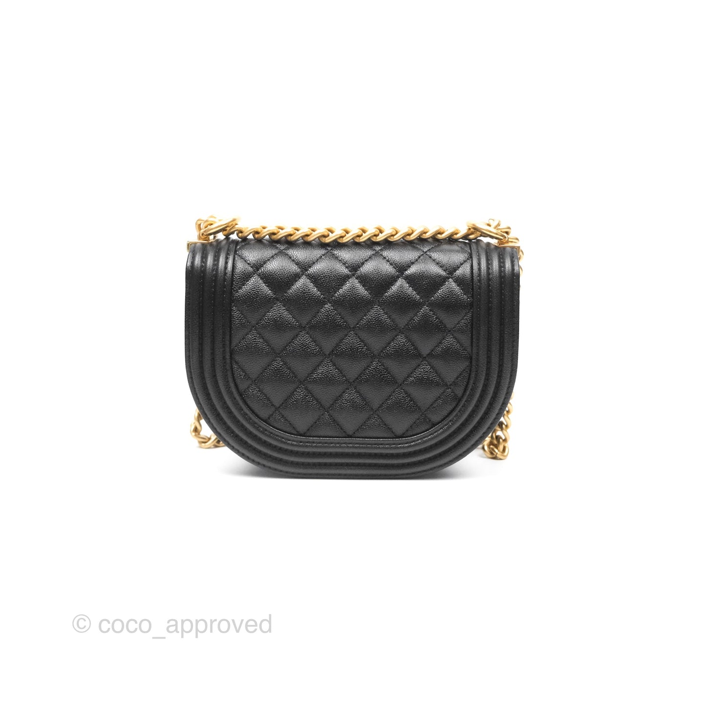 Chanel Boy Messenger Bag Black Caviar Aged Gold Hardware