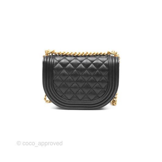 Chanel Boy Messenger Bag Black Caviar Aged Gold Hardware