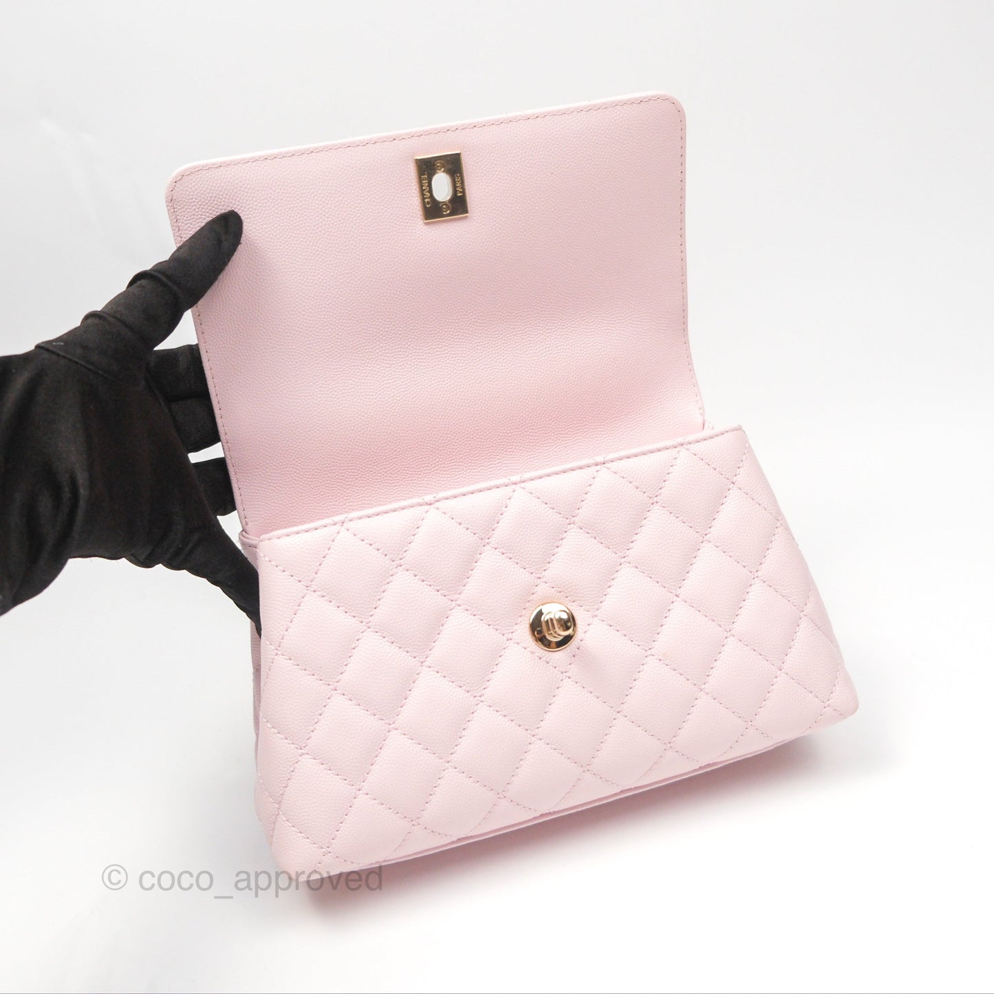 Chanel Small Coco Handle Light Pink Caviar Gold Hardware