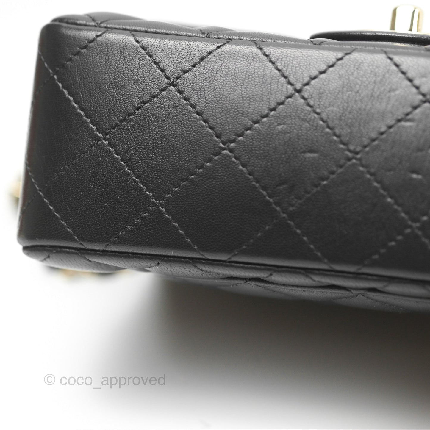 Chanel Quilted Mini Rectangular Black Lambskin Gold Hardware