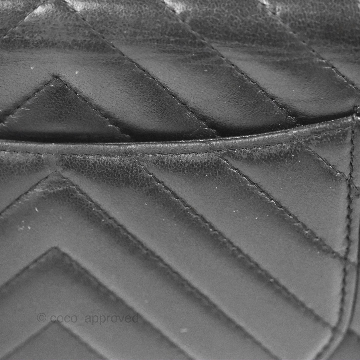 Chanel Classic Chevron Wallet on Chain WOC Black Lambskin Silver Hardware