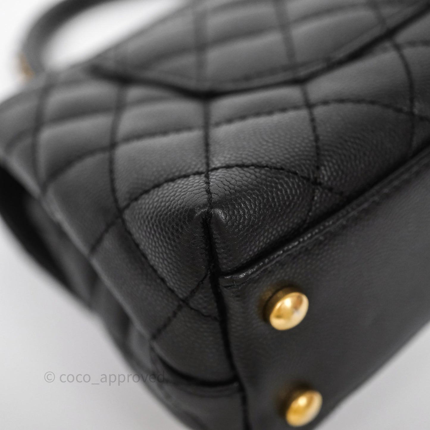 Chanel Small Coco Handle Black Caviar Aged Gold Hardware Braided Handle