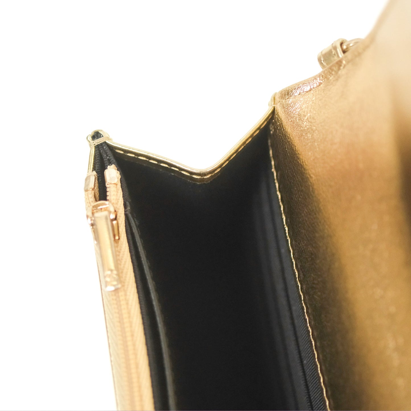 Chanel Quilted Classic Wallet on Chain WOC Metallic Gold Calfskin Gold Hardware