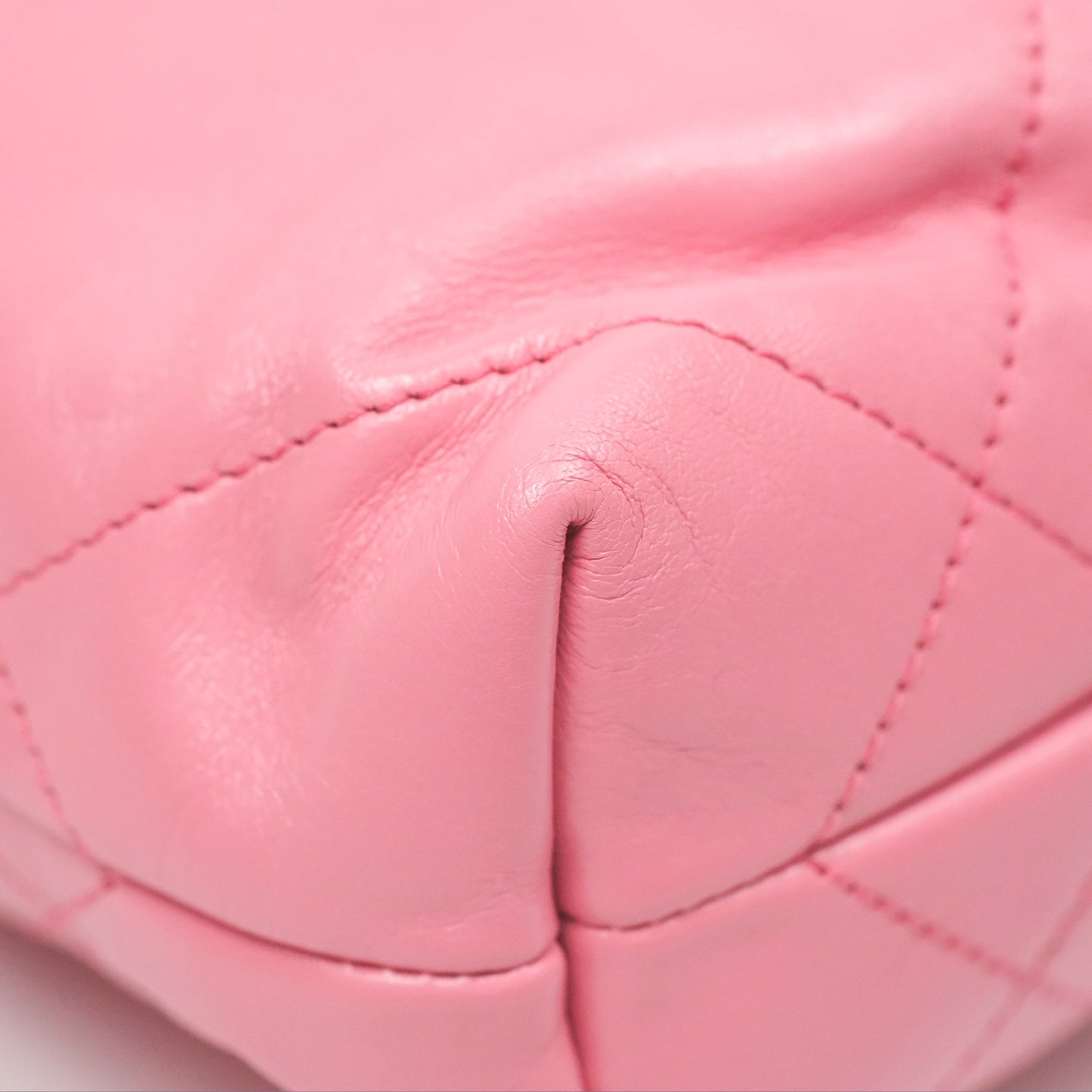 Chanel 22 Mini Bag Pink Crumpled Calfskin Aged Silver Hardware