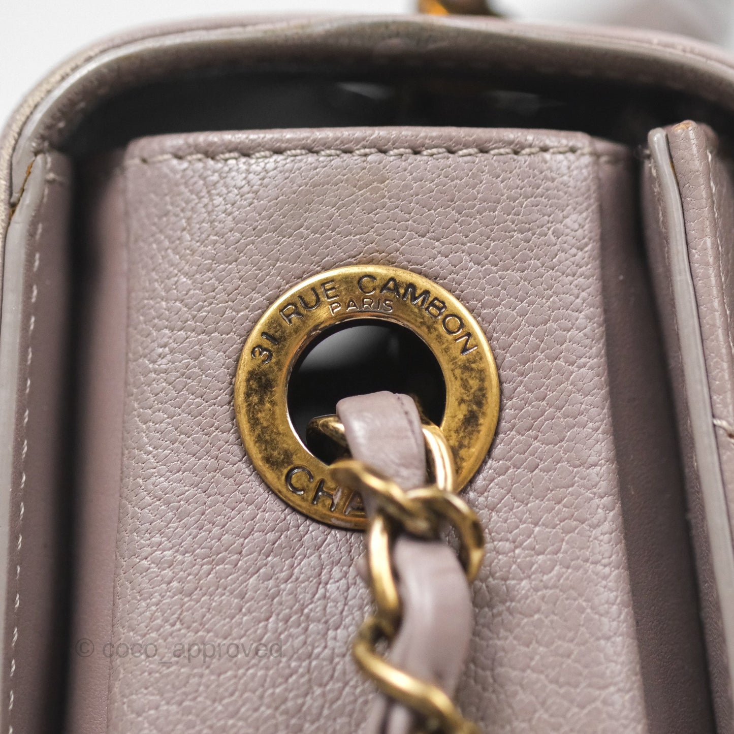 Chanel Coco Curve Flap Burnished Lilac Grey Calfskin Goatskin Antique Gold Hardware